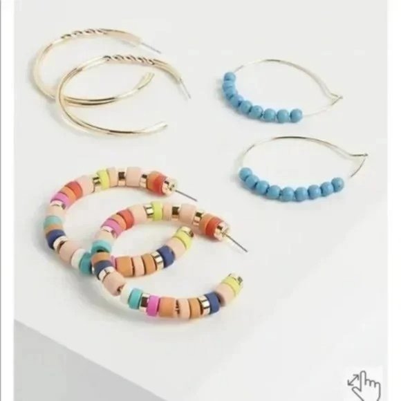 torrid Jewelry - NWT TORRID BEADED HOOPS SET OF 3 - MULTICOLOR